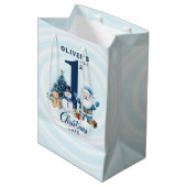 ベビーパーソナライズされた初めてのクリスマス ミディアムペーパーバッグ (正面アングル)