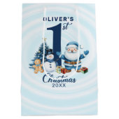 ベビーパーソナライズされた初めてのクリスマス ミディアムペーパーバッグ (裏面)