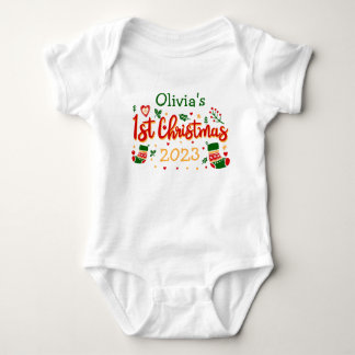 ベビーパーソナライズされた初めてのクリスマス、Babie 1st Xms ベビーボディスーツ