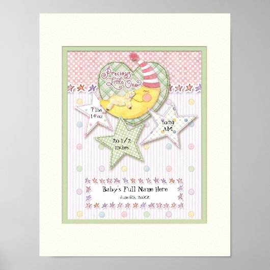 ベビーパーソナライズされた名女の子のための壁子供部屋アート ポスター (正面)