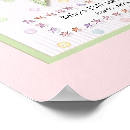 ベビーパーソナライズされた名女の子のための壁子供部屋アート ポスター (角)