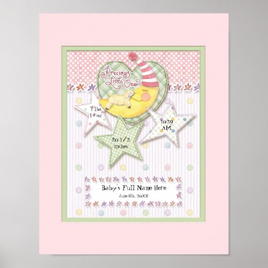 ベビーパーソナライズされた名女の子のための壁子供部屋アート ポスター (正面)