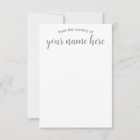 ベビーパーソナライズされた子供部屋ノテカード サンキューカード (裏面)