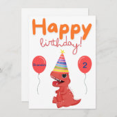 ベビーパーソナライズされた恐竜誕生日カード シーズンカード (正面/裏面)