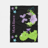 ベビーパーソナライズされた恐竜&バタフライ フリースブランケット (正面)