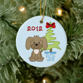 ベビーパーソナライズされた第1回クリスマスかわいい子犬 セラミックオーナメント
