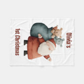 ベビーパーソナライズされた第1回クリスマスサンタ フリースブランケット (正面(横))