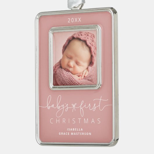 ベビーパーソナライズされた第1回クリスマスフォト シルバープレートフレームオーナメント (左)
