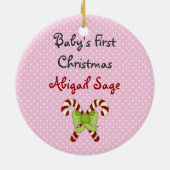 ベビーパーソナライズされた第1回クリスマス猫ガールズ セラミックオーナメント (裏面)