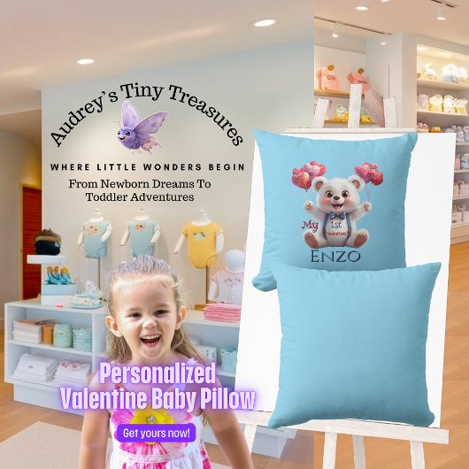 ベビーパーソナライズされた第1回ヴァレンティンズデイピロー クッション