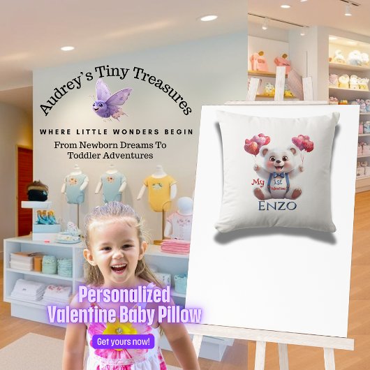 ベビーパーソナライズされた第1回ヴァレンティンズデイピロー クッション