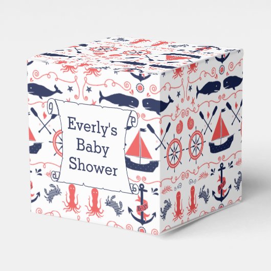 ベビーパーソナライズされた航海のシャワー抱き枕 フェイバーボックス (正面サイド)