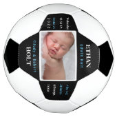 ベビーパーソナライズされた誕生統計の発表写真 サッカーボール (回転)