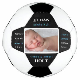 ベビーパーソナライズされた誕生統計の発表写真 サッカーボール