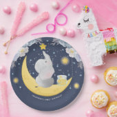 ベビーパーソナライズされた象オンムーン ペーパープレート (パーティー)