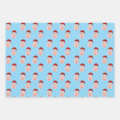 ベビーパーソナライズされた顔フォトサンタハットクリスマス ラッピングペーパーシート (正面3)