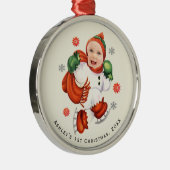 ベビーパーソナライズされた顔フォトチャビーサンタ ガラスオーナメント (右)