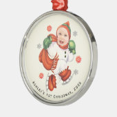 ベビーパーソナライズされた顔フォトチャビーサンタ ガラスオーナメント (左)