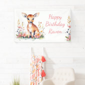 ベビーパーソナライズされた鹿をテーマにした誕生日パーティー 横断幕 (インサイチュ)