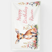 ベビーパーソナライズされた鹿をテーマにした誕生日パーティー 横断幕 (縦)