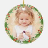 ベビーパーソナライズされた鹿 | かわいいベビーガールの写真 セラミックオーナメント (裏面)