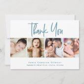 ベビーパーソナライズされた4フォトコラージュ生まれたばかりの誕生 サンキューカード (正面)