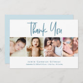 ベビーパーソナライズされた4フォトコラージュ生まれたばかりの誕生 サンキューカード (正面/裏面)