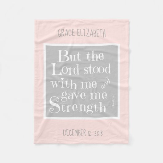 ベビーパーソナライズされた、ティモシーの詩、ピンク/グレー フリースブランケット (正面)