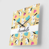 ベビーパーソナライズされた·ユニコーン&ハート スクエア壁時計 (傾斜)