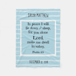 ベビーパーソナライズされた、夜間祈りの言葉(Psalm 4:8) フリースブランケット