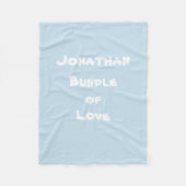 ベビーパーソナライズされた「愛の束」ソフトブルー フリースブランケット (正面)