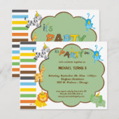 ベビーパーティーカラフル動物カスタマイズ招待状 招待状 (正面/裏面)