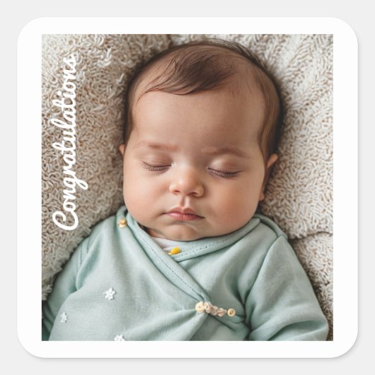 ベビーパーティー写真おめでとうsipと参照 スクエアシール (正面)