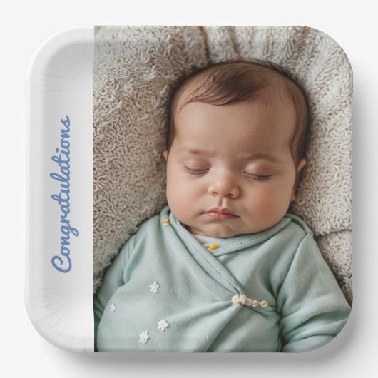 ベビーパーティー写真おめでとうsipと参照 ペーパープレート (正面)