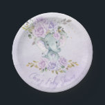 ベビーパープルフローラゾウ双生児シャワー ペーパープレート<br><div class="desc">この可愛い赤ちゃん女の子フローラ象の赤ちゃんシャワー紙プレートを簡単かつ迅速に自分の言葉で。単クリックに[デザインツールを使用して編集]ボタンを使用して、文字の編集、用語、フォントスタイル、フォントサイズ、フォント色、文字の追加、一部の画像の移動または削除。かわいいベビーゾウと美しい紫のバラフローラ配置。ストアで使用可能な一致アイテム。ハ原紙素晴らし紙</div>