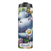 ベビーヒッポと蝶と草地 タンブラー (正面)