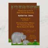 ベビーヒッポアンドママベビーシャワー招待状 招待状 (正面/裏面)