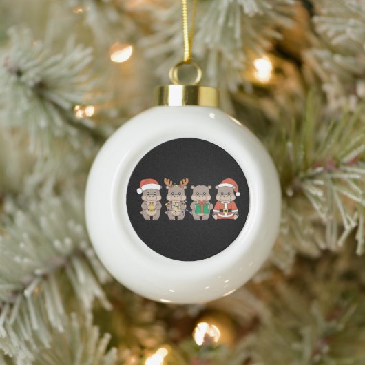 ベビーヒッポデモーンクリスマス セラミックボールオーナメント (ツリー)