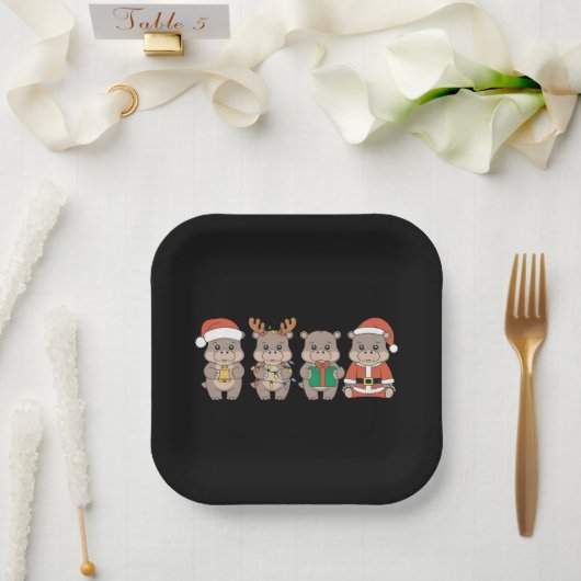 ベビーヒッポデモーンクリスマス ペーパープレート (ウェディング)