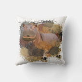 ベビーヒッポ抽象芸術絵を描（ばちゃばちゃ）跳ねる野生生物 クッション (裏面)