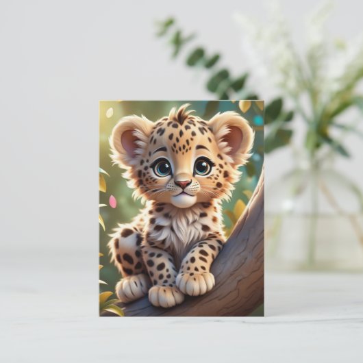 ベビーヒョウinジャングル、ポストクロッシング葉書 ポストカード (スタンド正面)