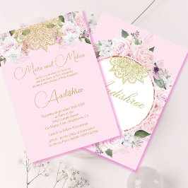 ベビーヒンズーのナンカランのセレモニーピンクフローラ 招待状