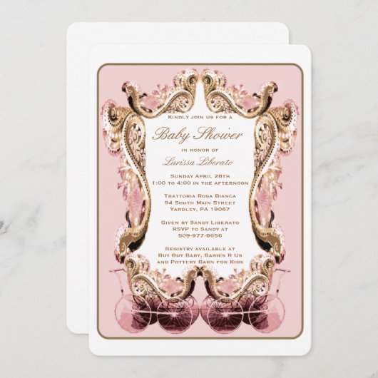 ベビービクトリアンシャワー招待状 招待状 (正面/裏面)