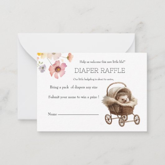 ベビービクトリアンヘッジホッグおむつラッフル ノートカード (正面)