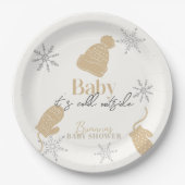 ベビービニーのベビーシャワー外は寒い ペーパープレート (正面)