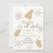 ベビービニーのベビーシャワー外は寒い 招待状 (正面)