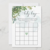 ベビービンゴをテーマにした緑の赤ちゃんシャワーゲーム 招待状 (正面)