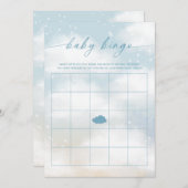 ベビービンゴクラウド9ブルーベビーシャワーゲーム 招待状 (正面/裏面)