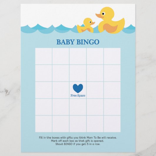 ベビービンゴゴムダック赤ちゃんシャワーゲーム (正面)