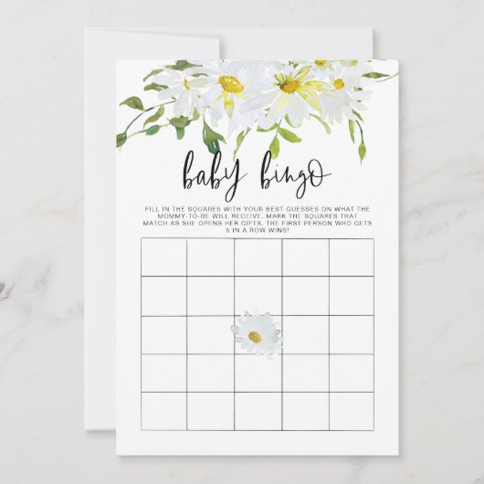 ベビービンゴデイジーベビーシャワーフローラゲームカード 招待状 (正面)